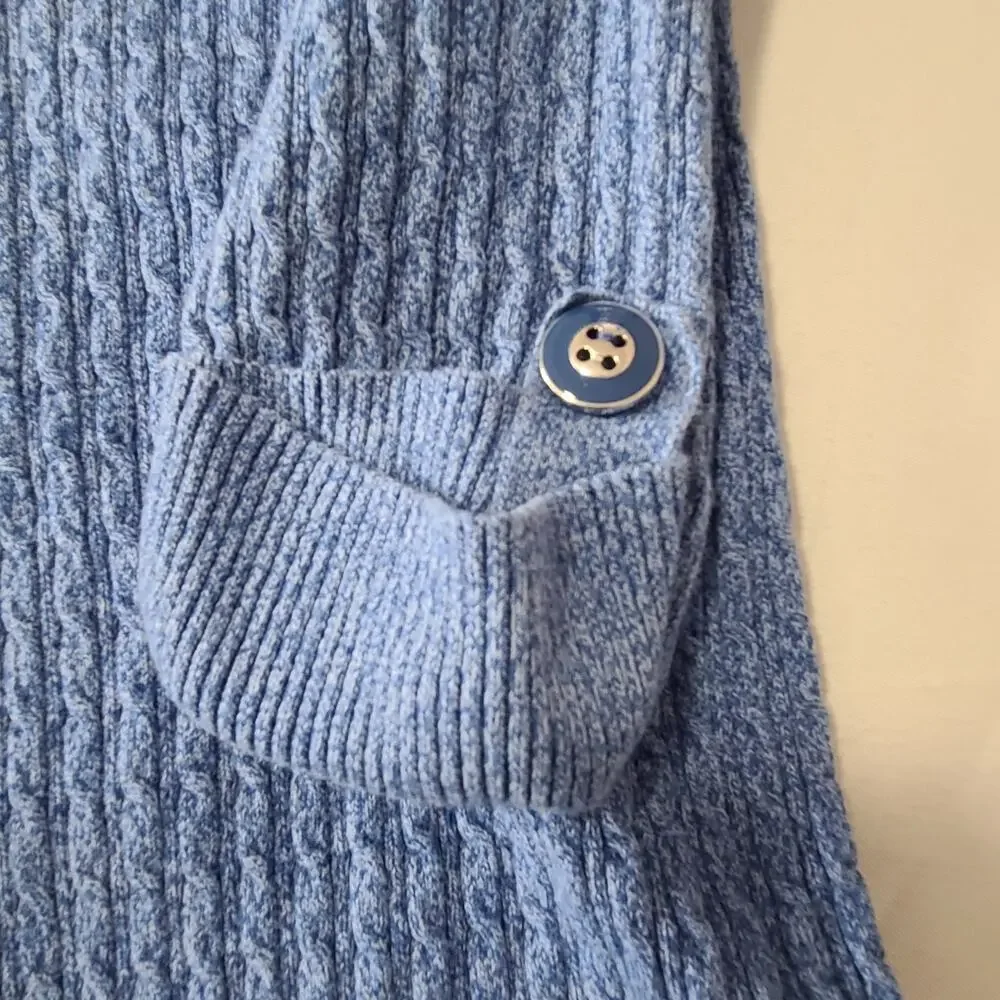 Womens Karen Scott Blue Cotton Knit Sweater Medium 3/4 Sleeve Classic - Picture 5 of 8